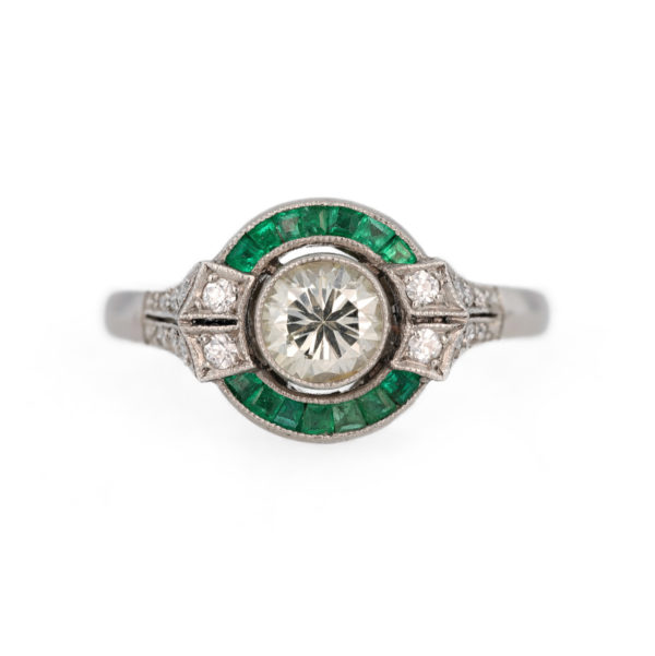 Bague Art Déco Tsavorite en or blanc 18 carats