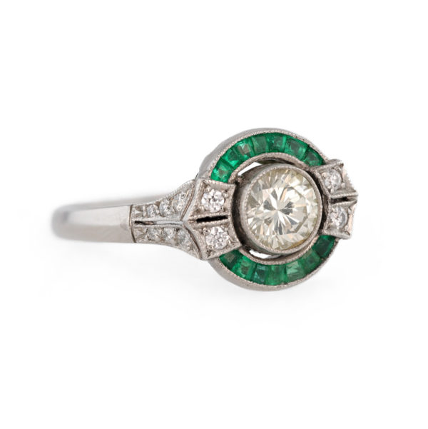 Bague Art Déco Tsavorite en or blanc 18 carats