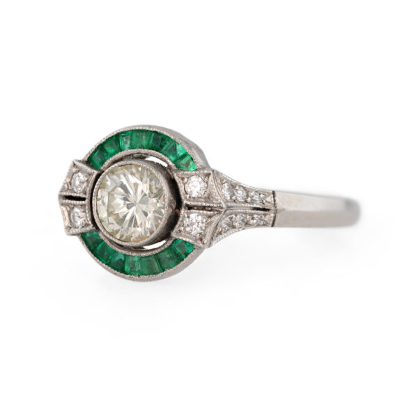 Bague Art Déco Tsavorite en or blanc 18 carats