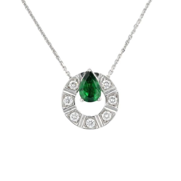 Collier tsavorite et diamants en or blanc 18 carats