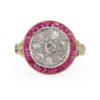 Bague ancienne pompadour rubis et diamants 2 ors 18 carats