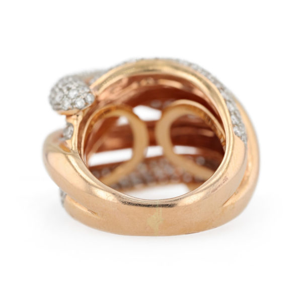 Bague femme multi-anneaux diamants et or rose 18 carats