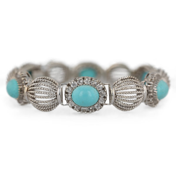 Bracelet ancien turquoise en or blanc 18 carats