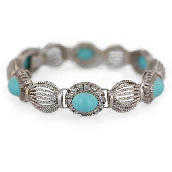 Bracelet ancien turquoise en or blanc 18 carats