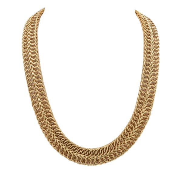 Collier vintage en or maille tressée pour femme