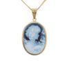 Pendentif camée bleu agate sur plaque d'onyx en or jaune 18 carats